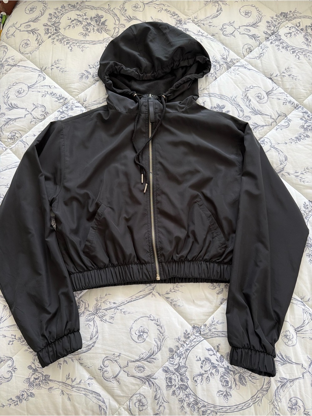 Black Hooded Cropped Windbreaker Jacket - Women (9)